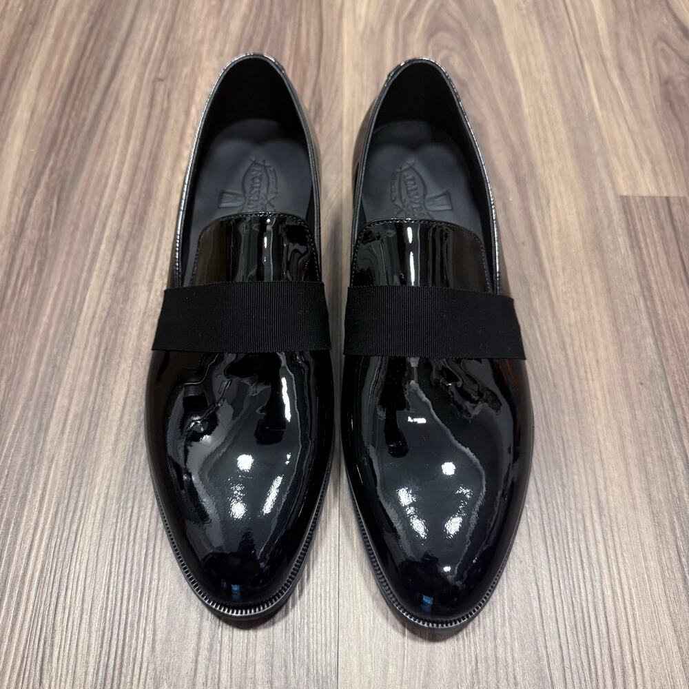 J.M. Weston Black Box Patent Leather Smoking Loafers UK 7.5